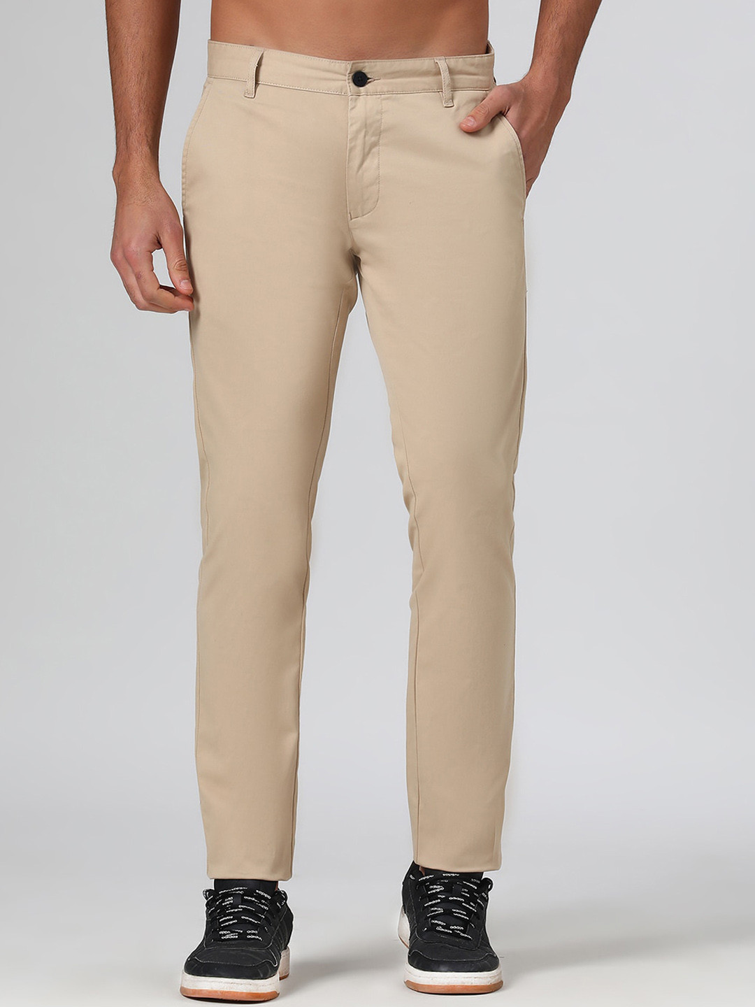 SUBTRACT Men Slim Fit Mid-Rise Organic Cotton Chinos
