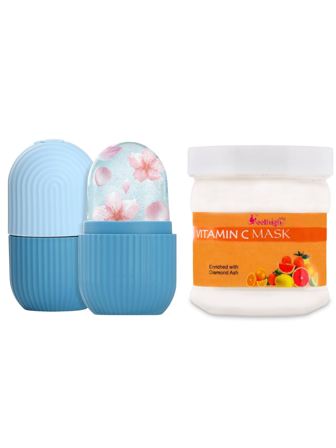 FEELHIGH Set Of 2 Ice Roller-10ml With Vitamin C Mask-500ml