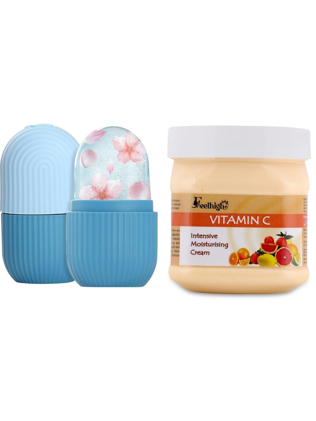 FEELHIGH Set Of 2  Ice Roller-10ml With Vitamin C Cream -500ml