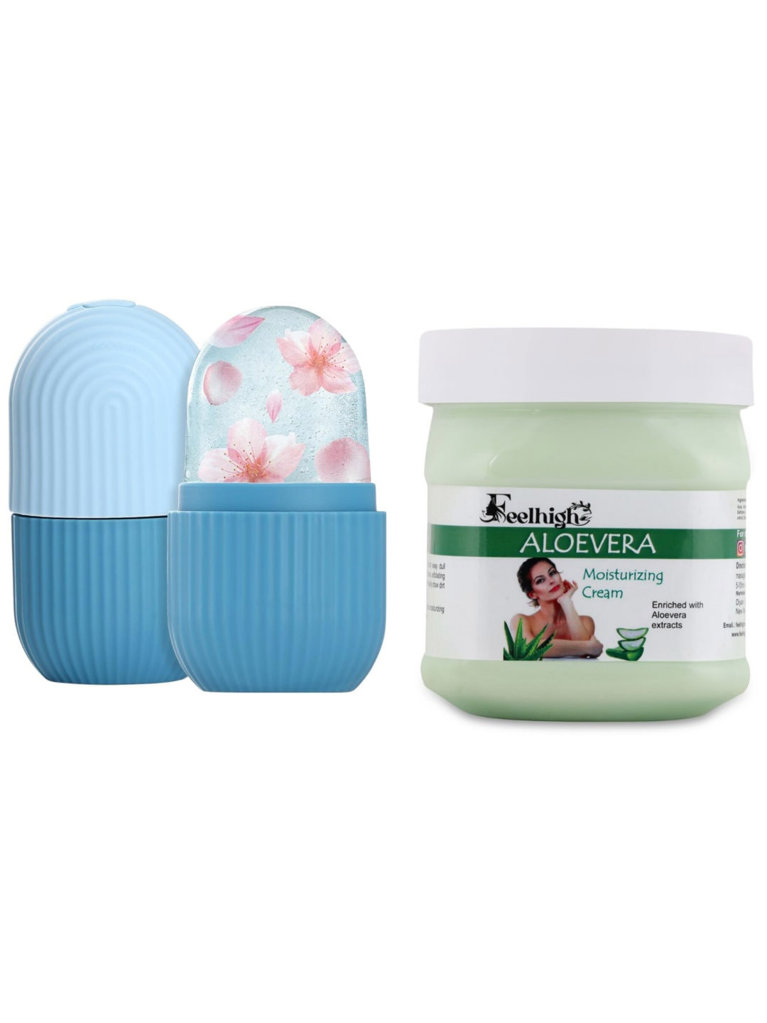 FEELHIGH Ice Roller With Aloe Vera Moisturizer Cream -10ml+500ml