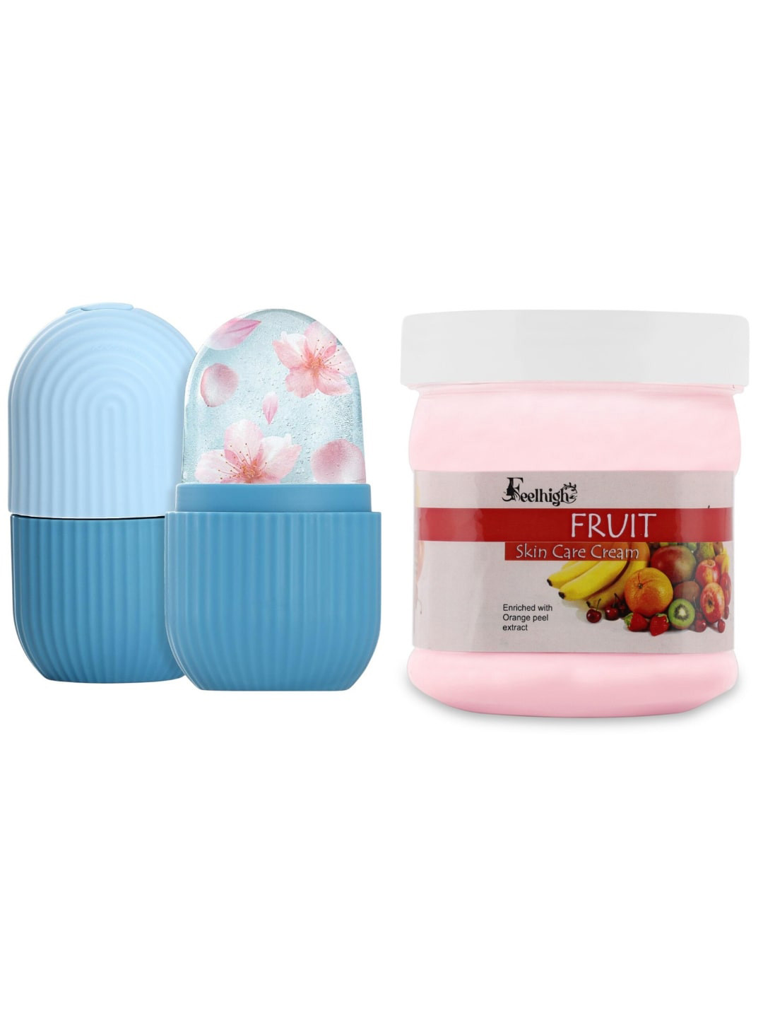 FEELHIGH Ice Roller for De-Puffing & Face Toning Massage with Fruit Moisturizer
