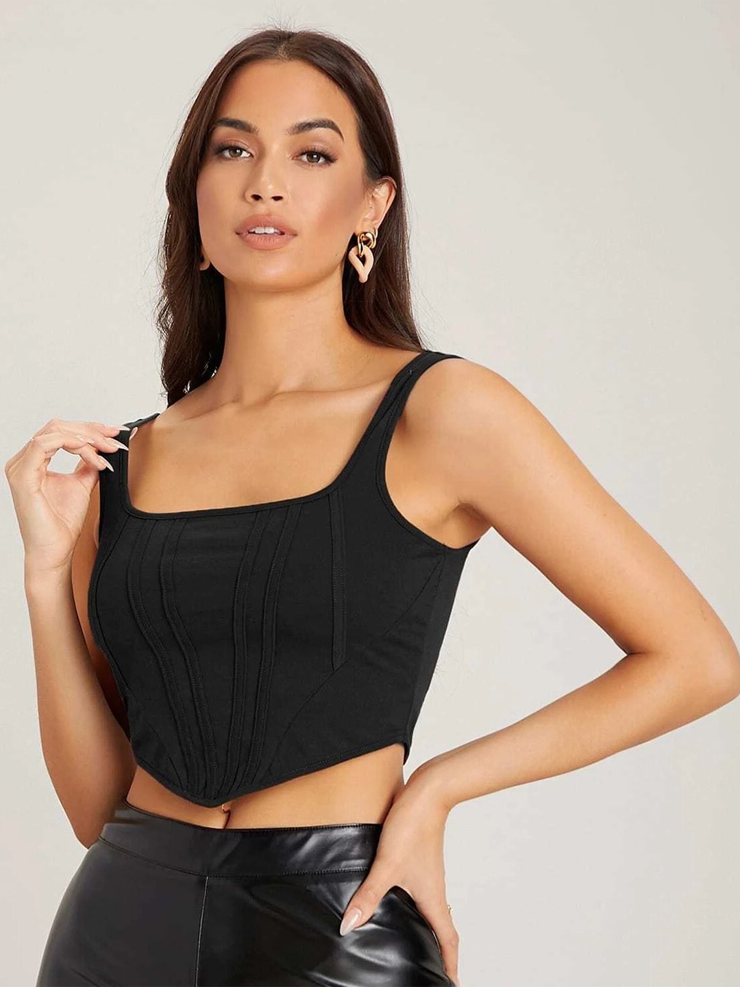 ELYRAA Shoulder Straps Crop Tank Top - Tops for Women 24260236 | Myntra