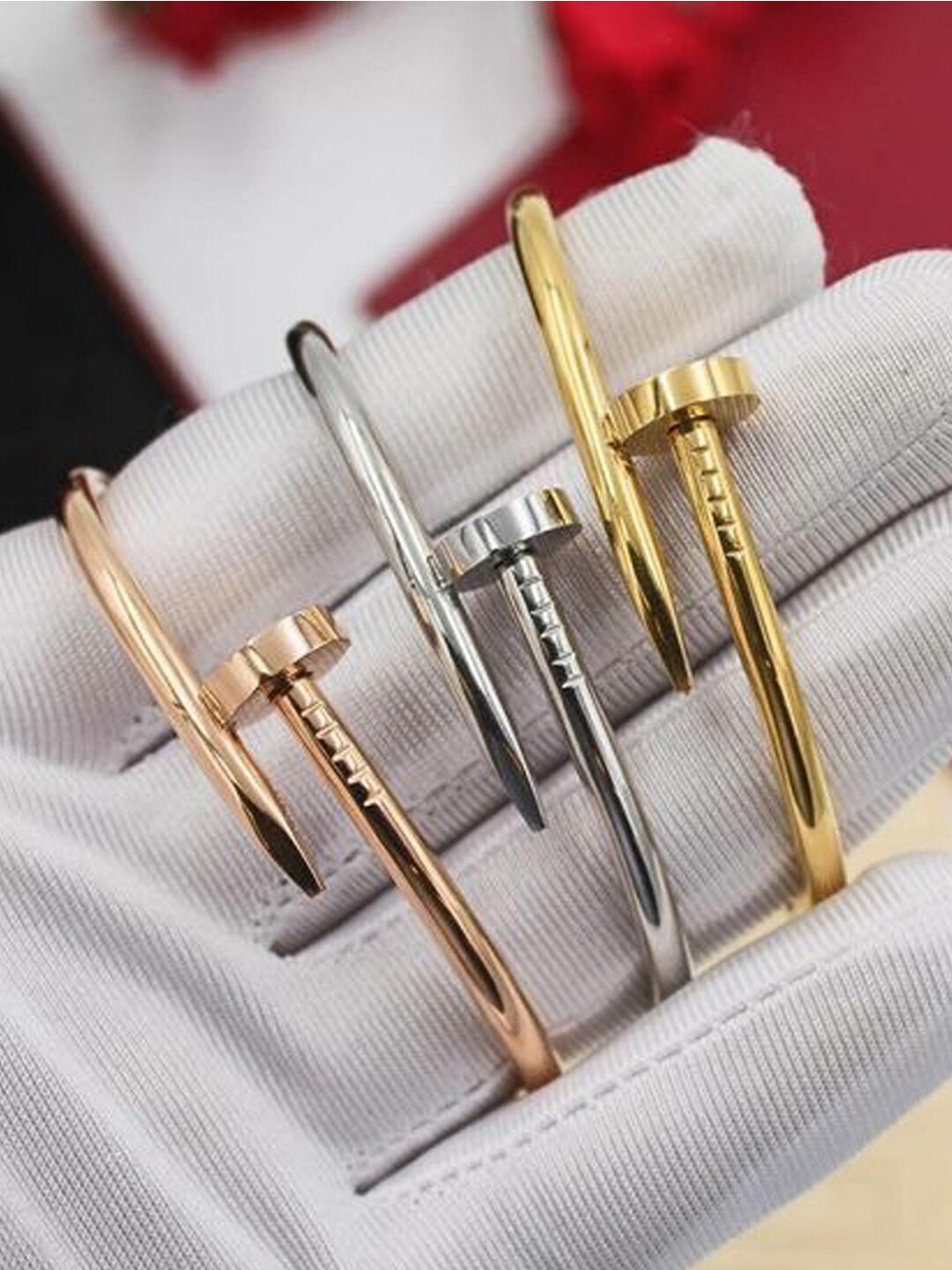 Designs & You Set Of 3 Gold-Toned & Rose Gold Gold-Plated Kada Bracelets