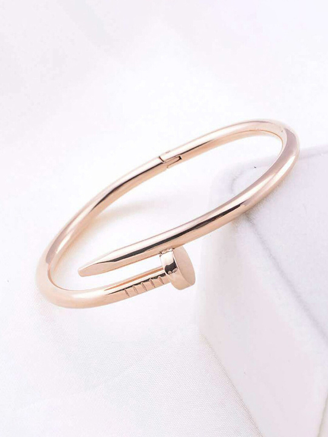 Designs & You Women Rose Gold-Plated Nail Kada Bracelet