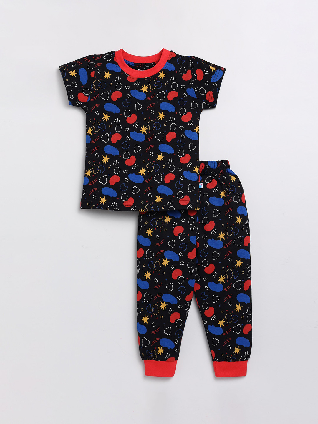 Toonyport Kids Black Conversational Printed Pure Cotton Night Suit