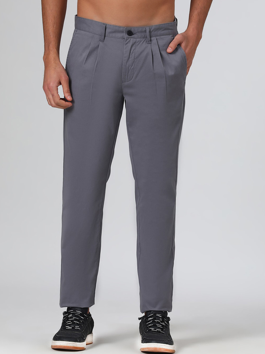 SUBTRACT Men Comfort Pleated Organic Cotton Chinos Trousers