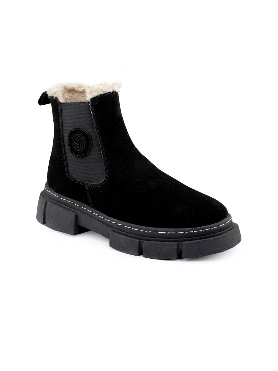 bacca bucci Men Faux Fur Trim Heeled Suede Winter Boots