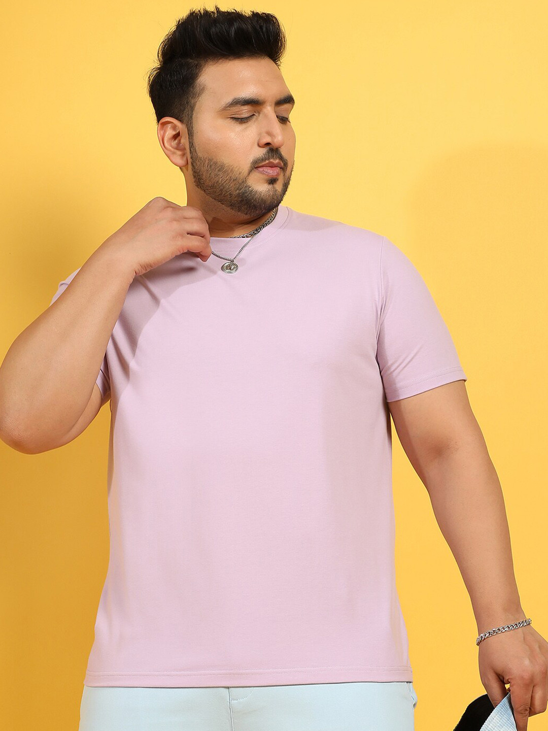 Instafab Plus Plus Size Round Neck Pure Cotton Flex Regular Fit T-shirt