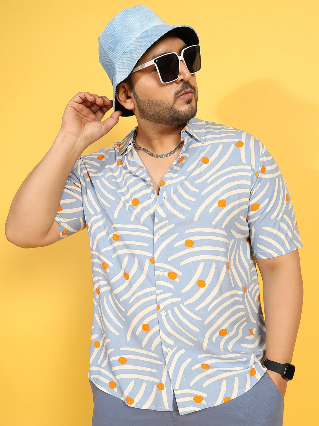 Instafab Plus Plus Size Classic Abstract Printed Casual Shirt