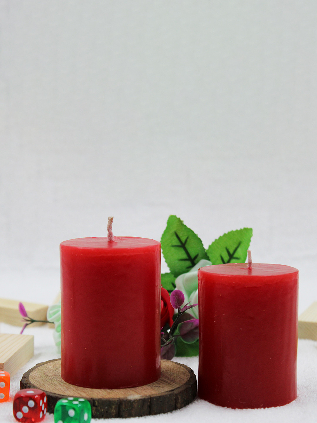 atorakushon 2Pcs Scented 1 Wick Rose Solid Geometric Regular Pillar Candles