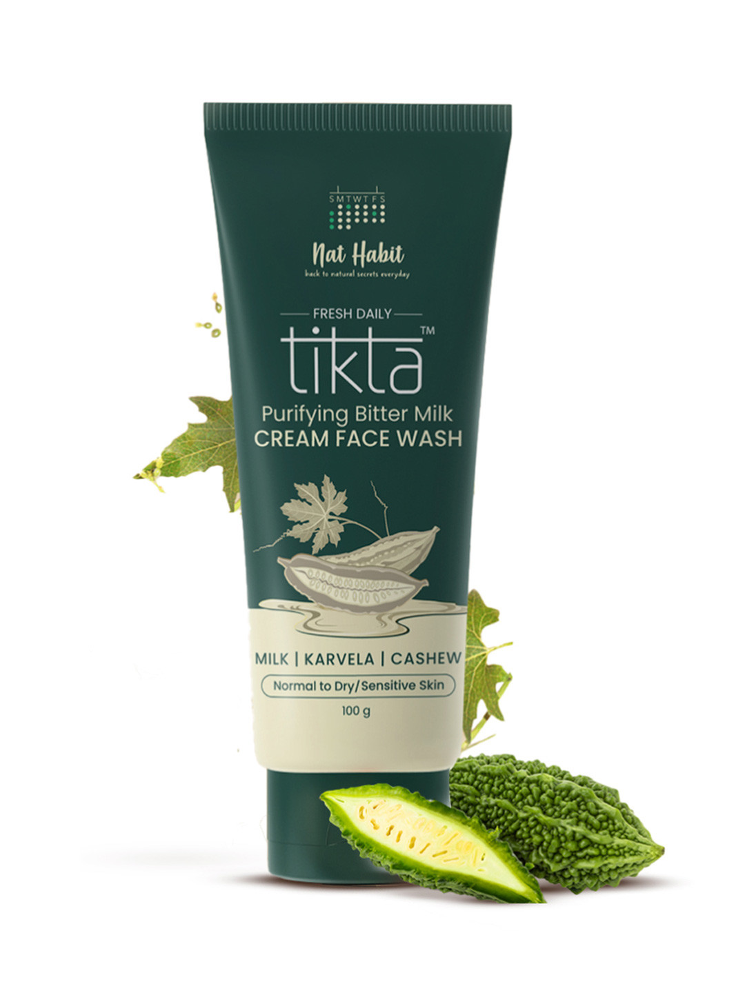 Nat Habit Tikta Purifying Bitter Milk Cream Face Wash with Milk+Karvela+Cashew - 100 g