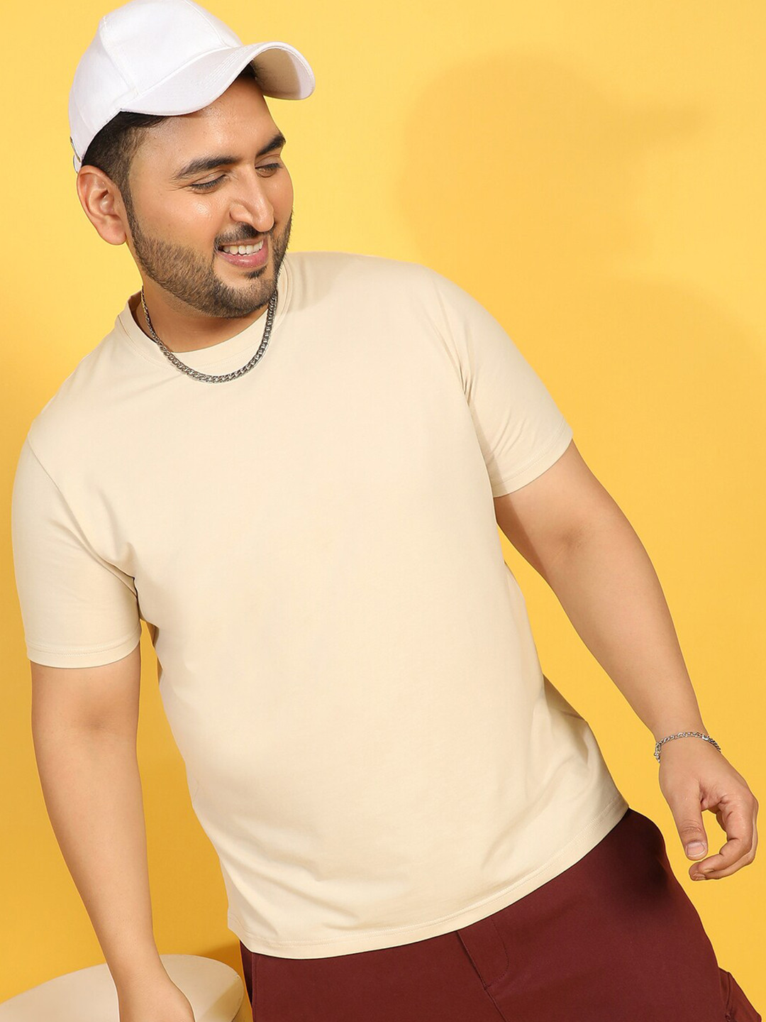 Instafab Plus Plus Size Round Neck Pure Cotton Flex Regular Fit T-shirt