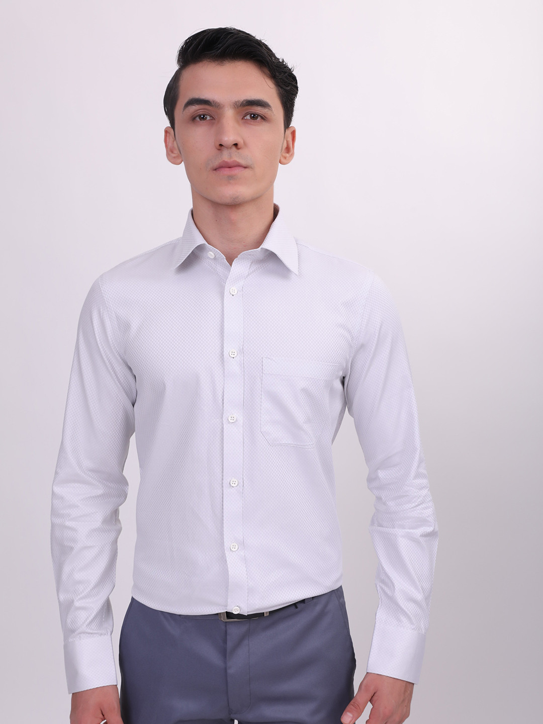 LOUIS STITCH Comfort Self Design Cotton Formal Shirt