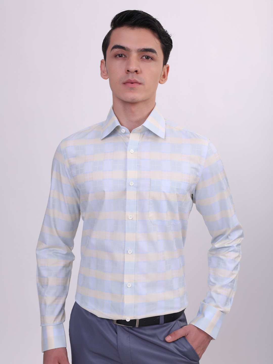 LOUIS STITCH Comfort Checked Cotton Formal Shirt