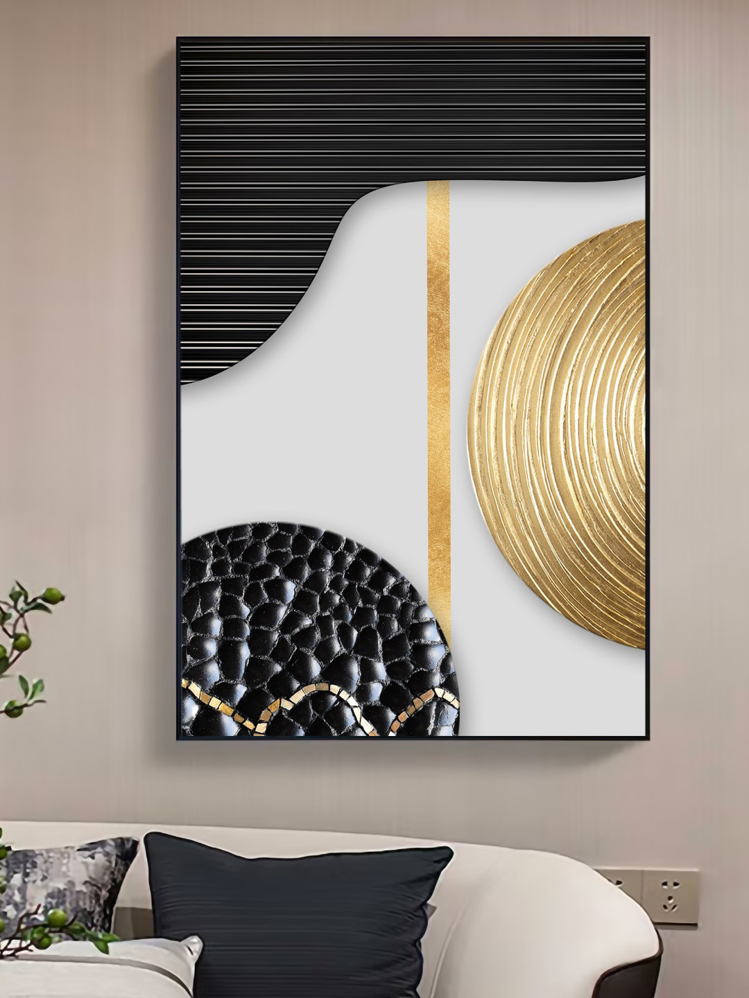 Art Street White & Black Ring Radial Lines Wall Art