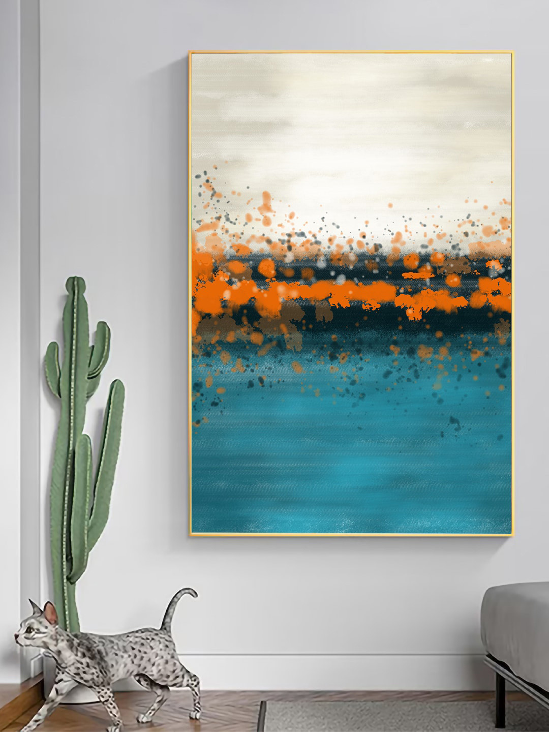 Art Street White & Blue Ocean Framed Canvas Painting Wall Art