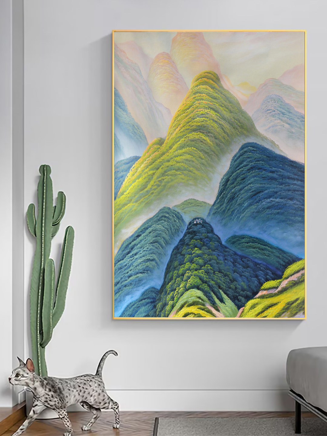 Art Street Mountain Field Canvas Wall Rectangle Paintings Wall Art -35 x 23 In