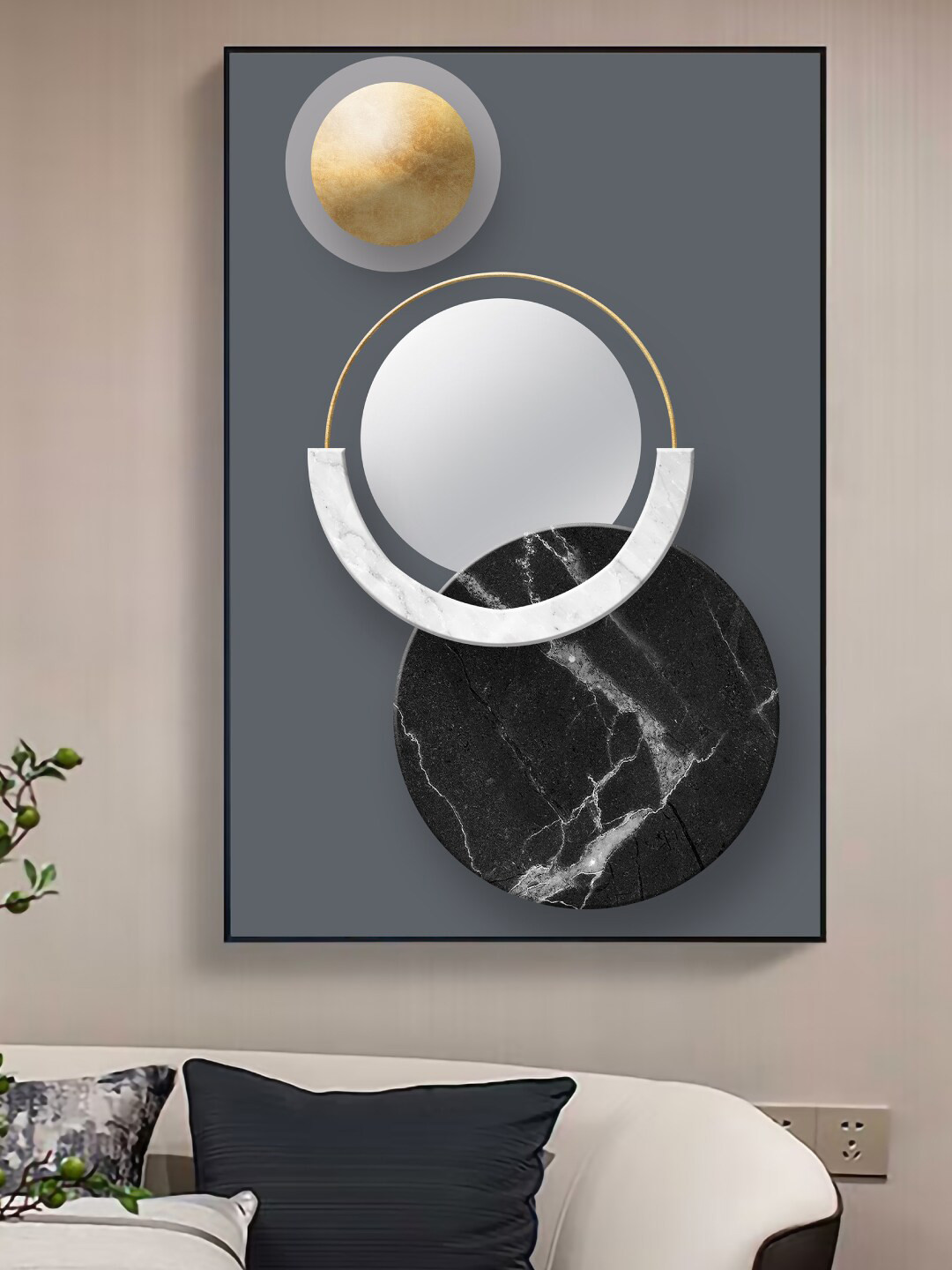 Art Street Abstract Marble Canvas Wall Rectangle Paintings Wall Art - 35 x 23In