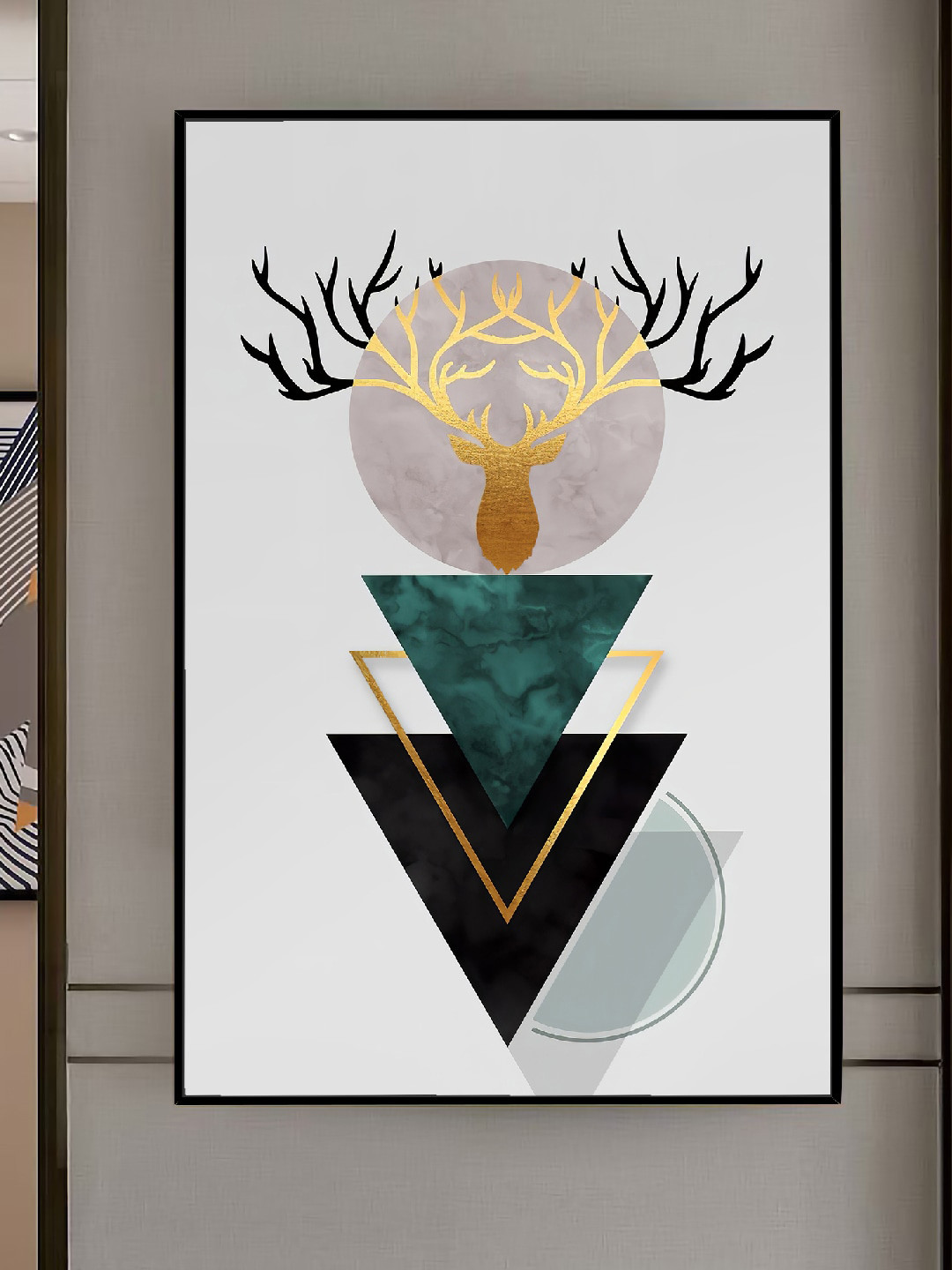 Art Street White & Black Geometric Printed Framed Wall Art