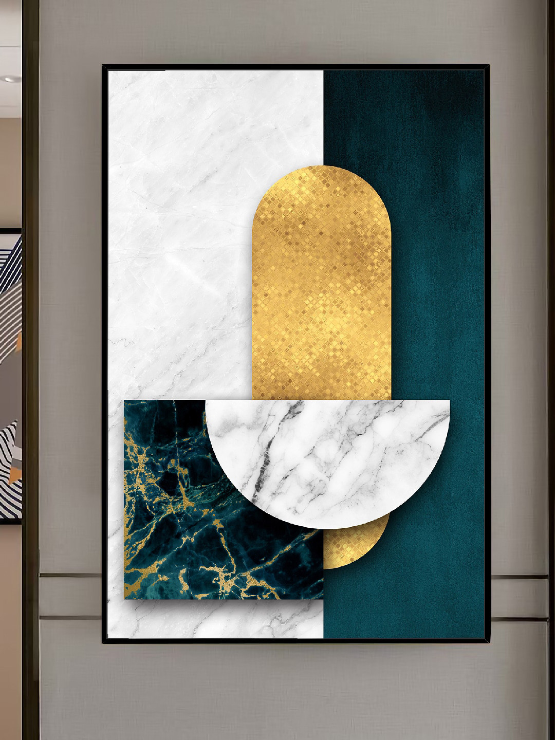 Art Street White & Teal Blue Geometric Wall Art