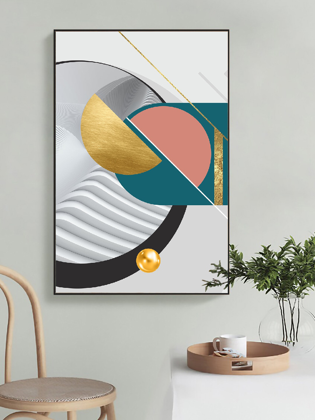 Art Street Grey & Black Poppy Floral Framed Painted Wall Art