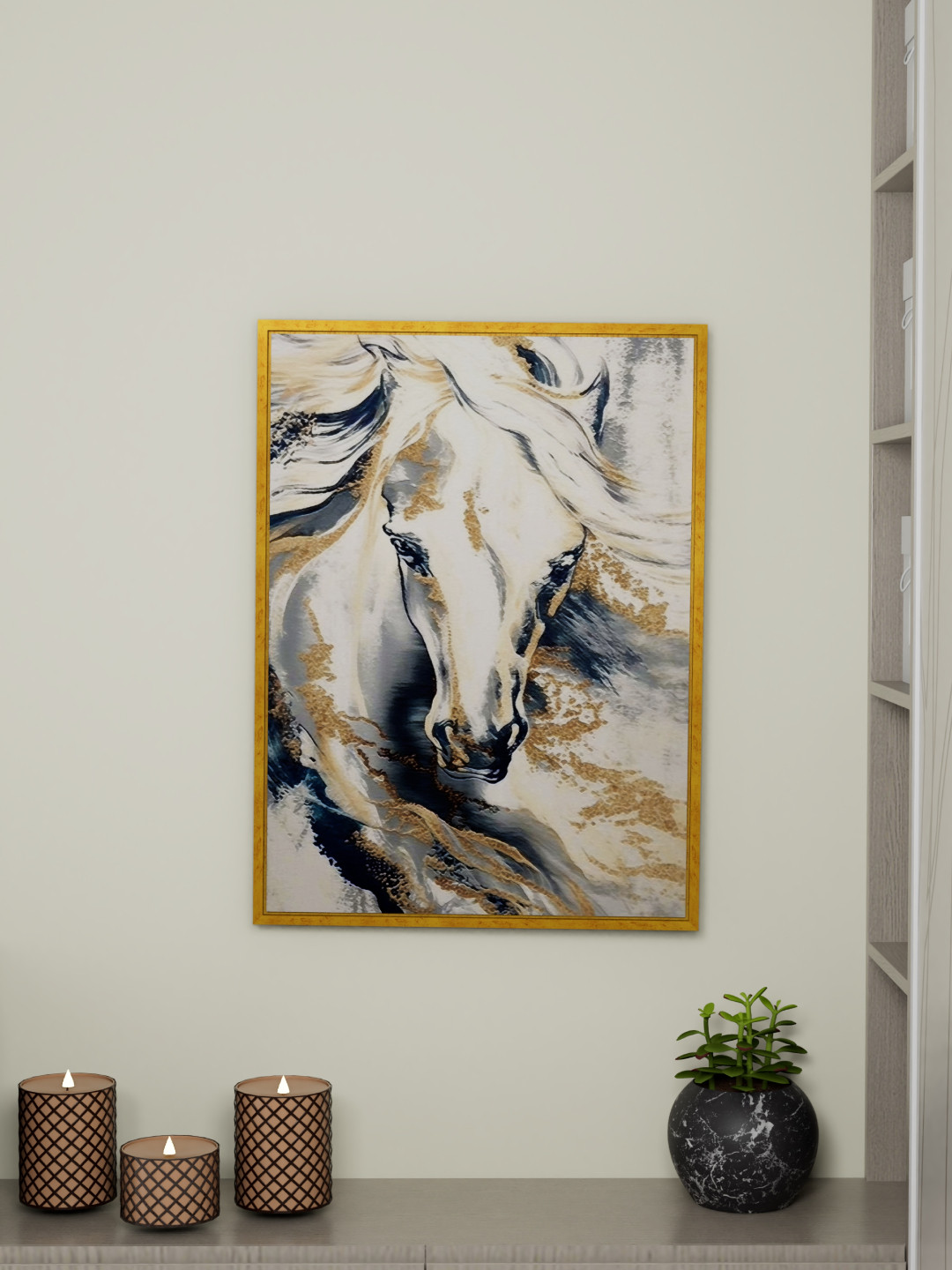Art Street Horse Canvas Wall Rectangle Paintings Wall Art -17 x 23In
