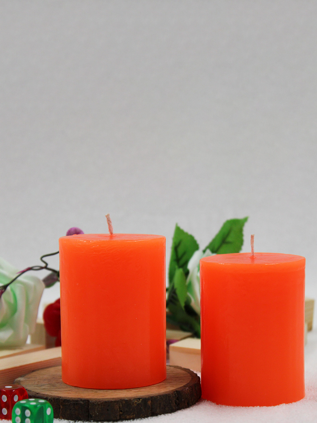 atorakushon Orange 2 Pieces Single Wick Orange Scented Pillar Candle