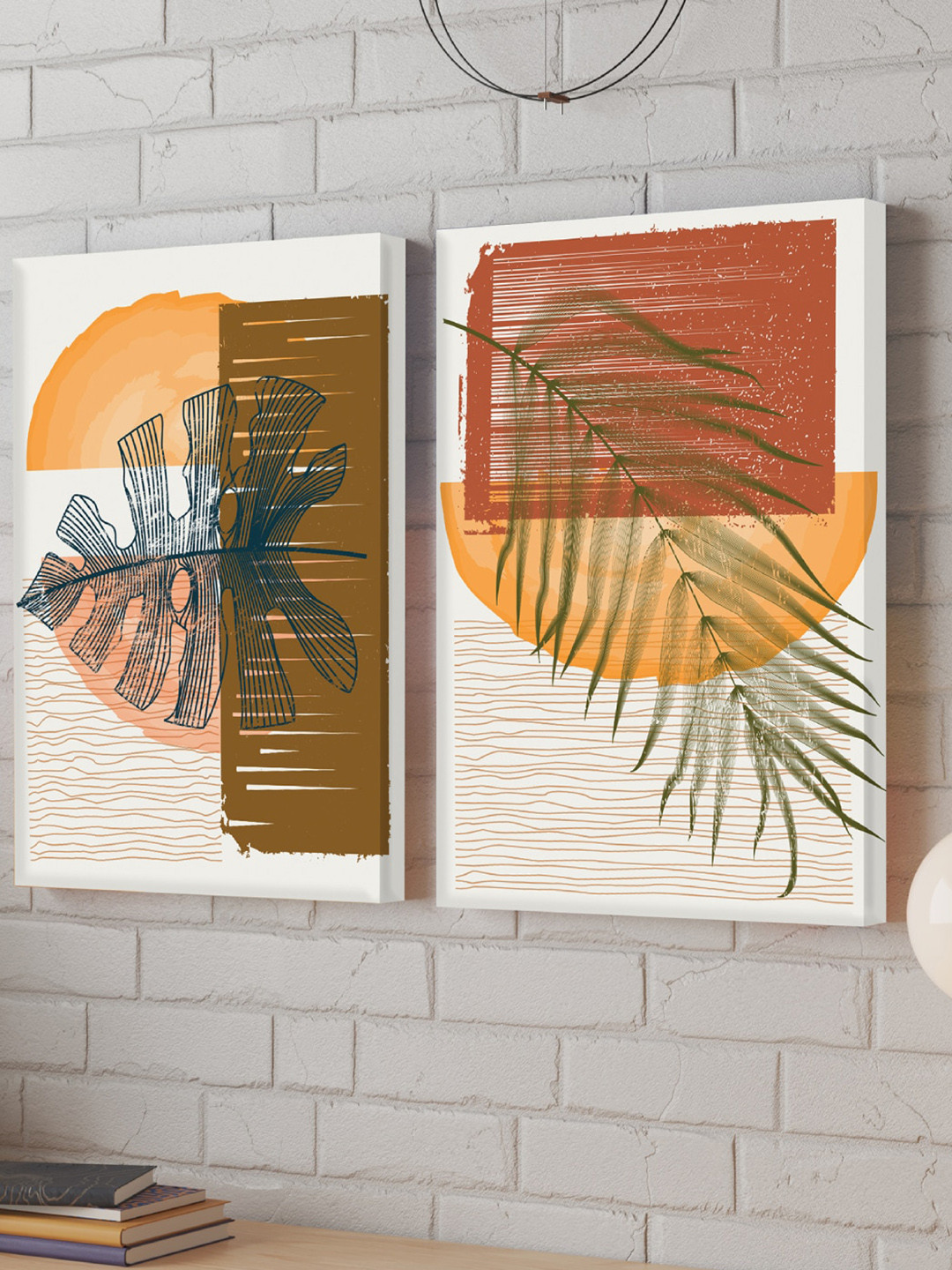 Art Street Boho Botanical Canvas 2 Piece Wall Rectangle Paintings Wall Art - 16 x 22In