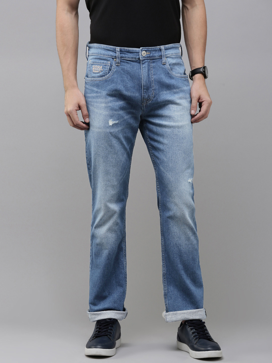 U.S. Polo Assn. Denim Co. Men Slim Fit Low Distress Heavy Fade Stretchable Jeans