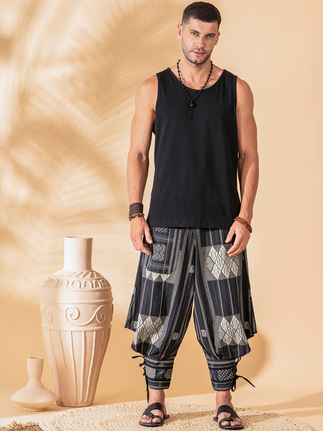 The Veshti Company Men Tribal Printed Pure Cotton Harem Pants