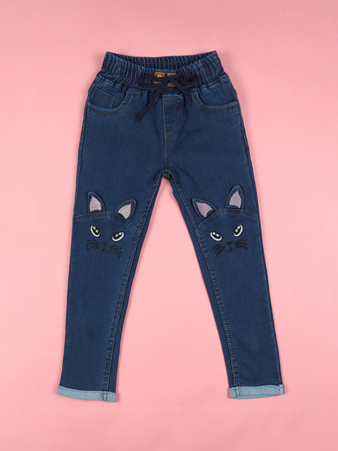 F2M Girls Slim Fit Clean Look Light Fade Cleanlook Embroidered Jeans