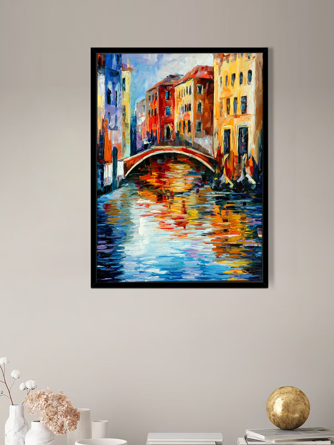 Art Street Canal Venice Canvas Wall Square Paintings Wall Art - 23 x 17In