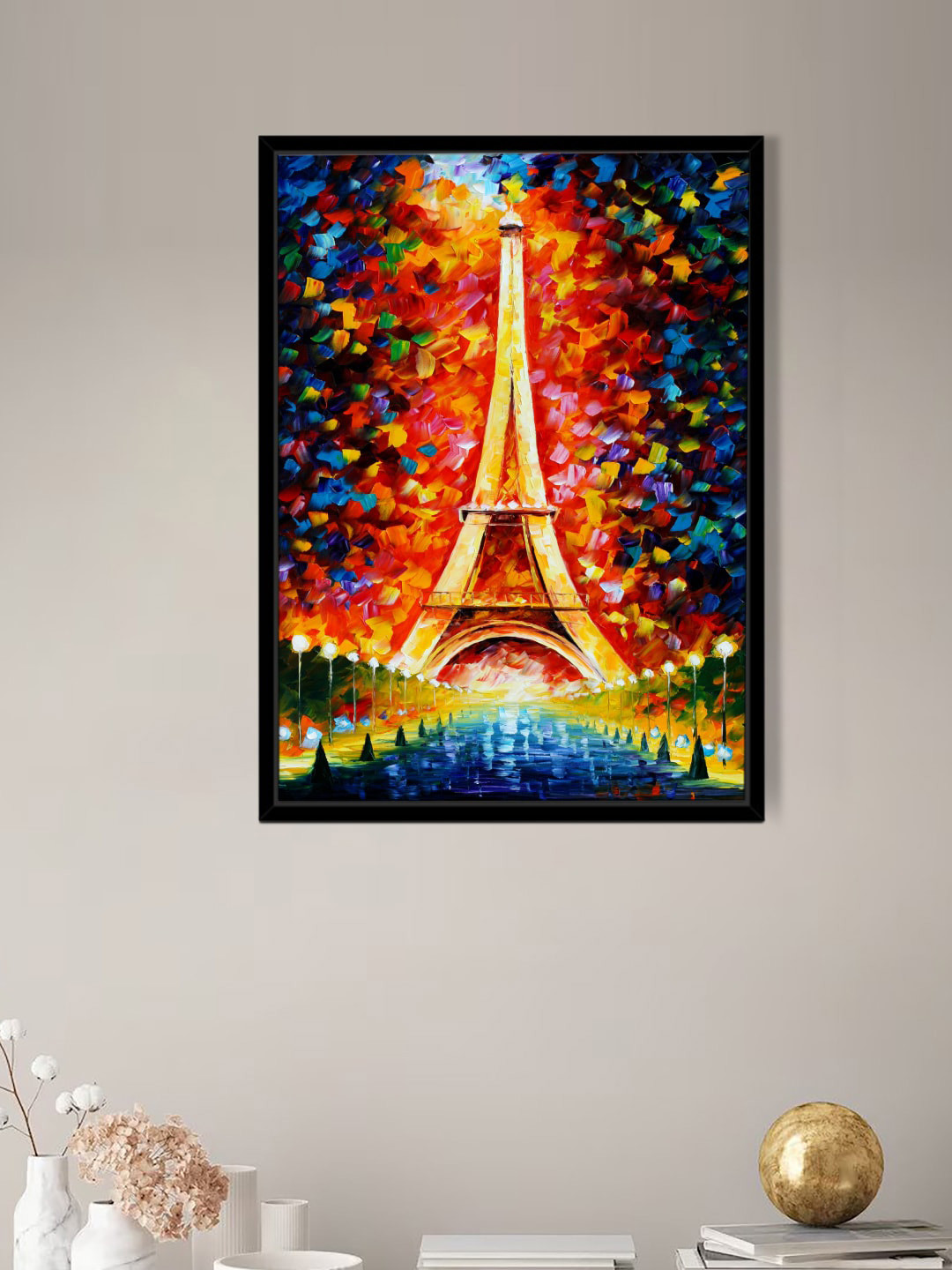 Art Street Blue & Black Eiffel Tower Paris Scenery Design Painting Wall Art