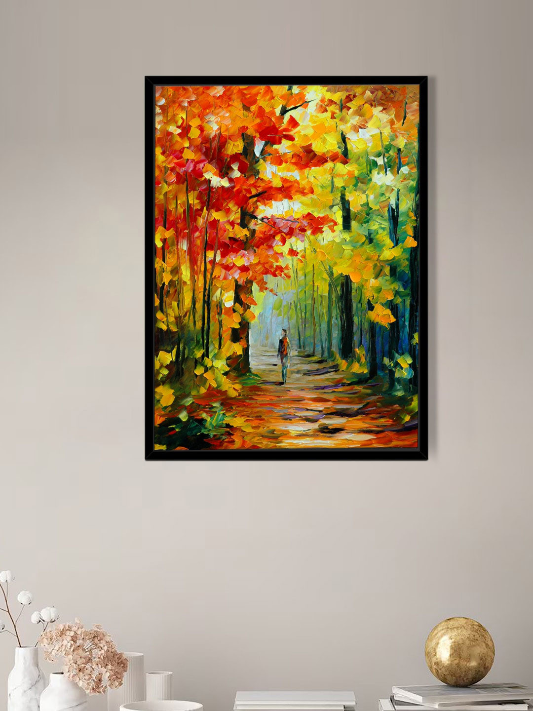 Art Street Orange-color & Black Abstract Painting Wall Art