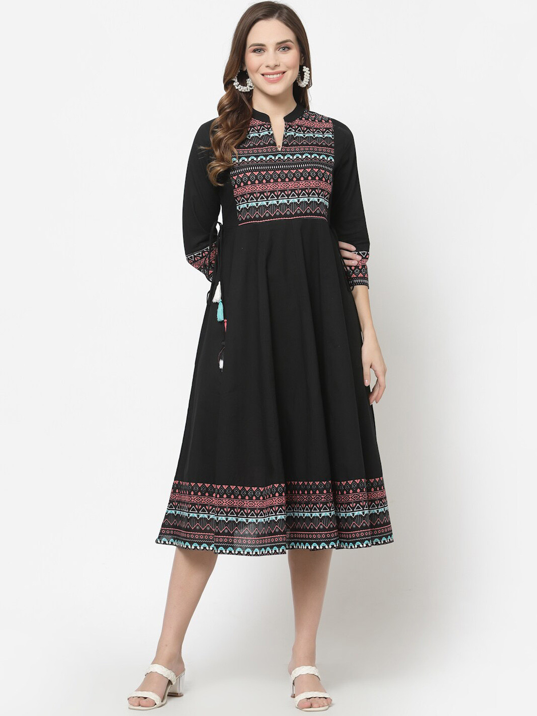 Avipsa Geometric Printed A-line Pure Cotton Ethnic Dress