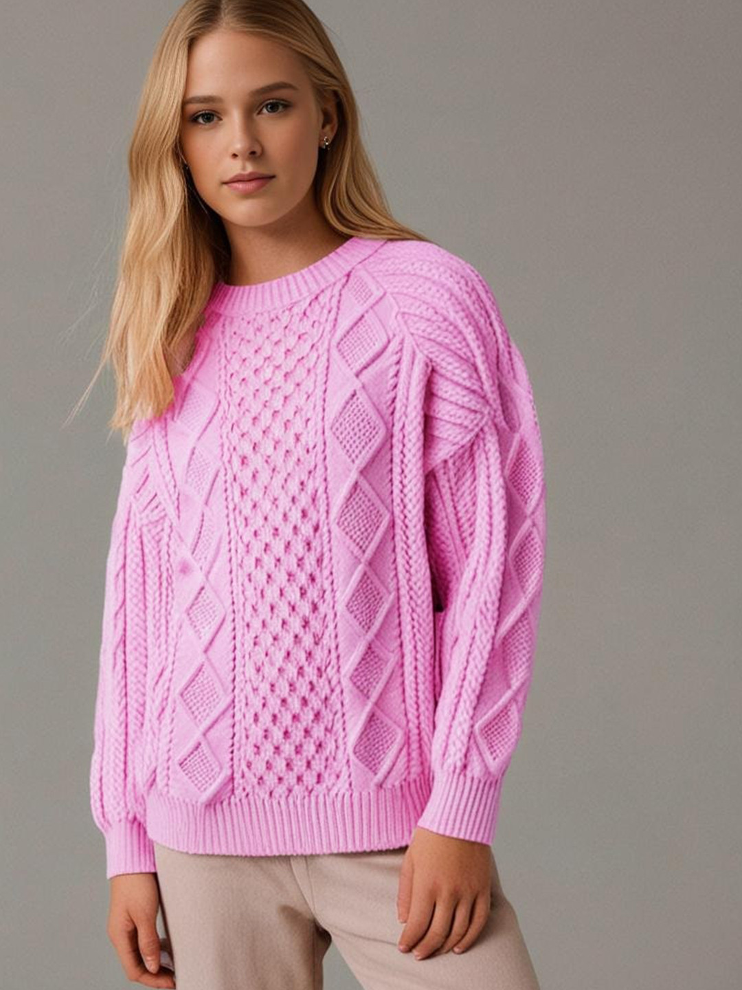 Cherry Crumble Unisex Cable Knit Pullover