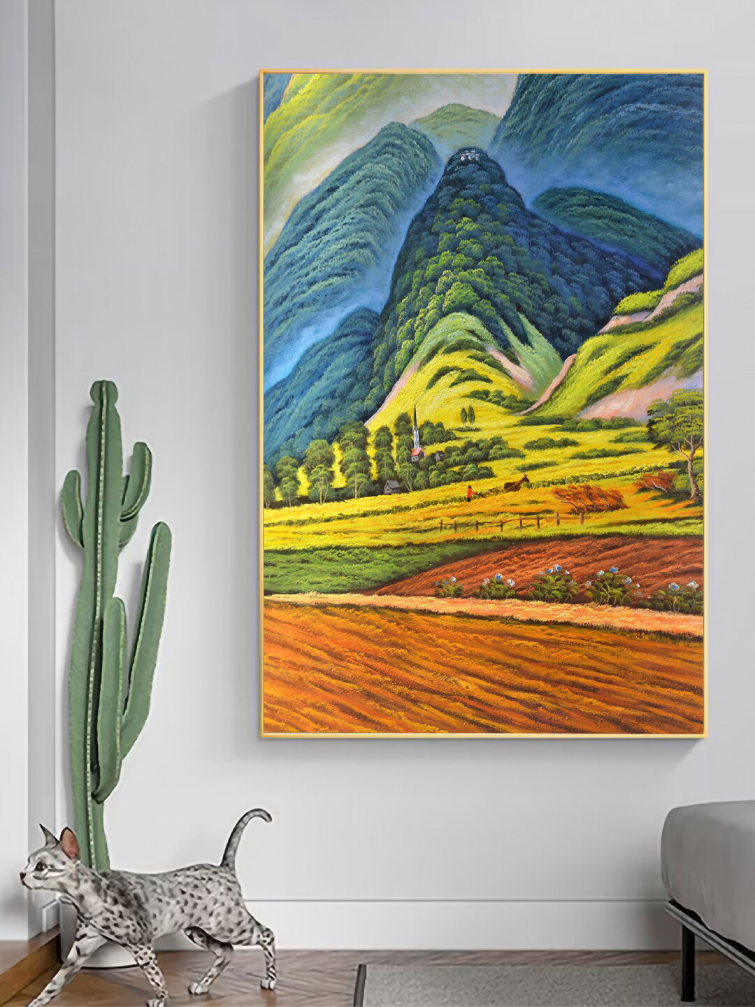 Art Street Nordic Mountain Field Canvas Wall Rectangle Paintings Wall Art - 35x23In