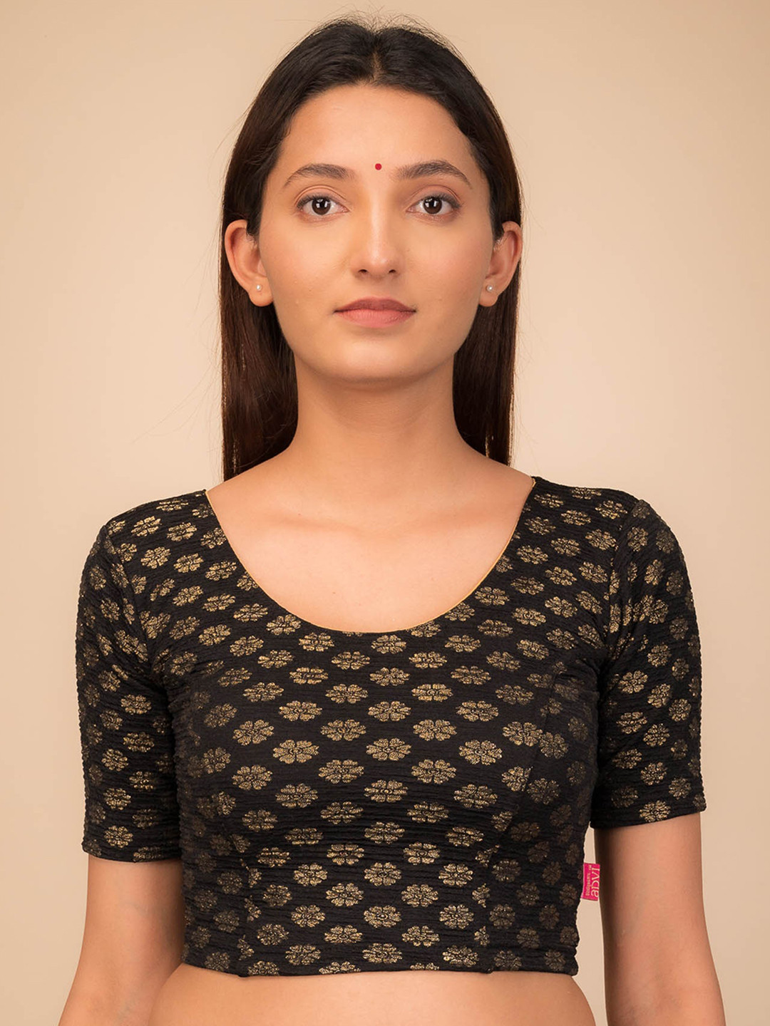 Bindigasm's Advi Floral Woven Design  Jacquard Stretchable Saree Blouse