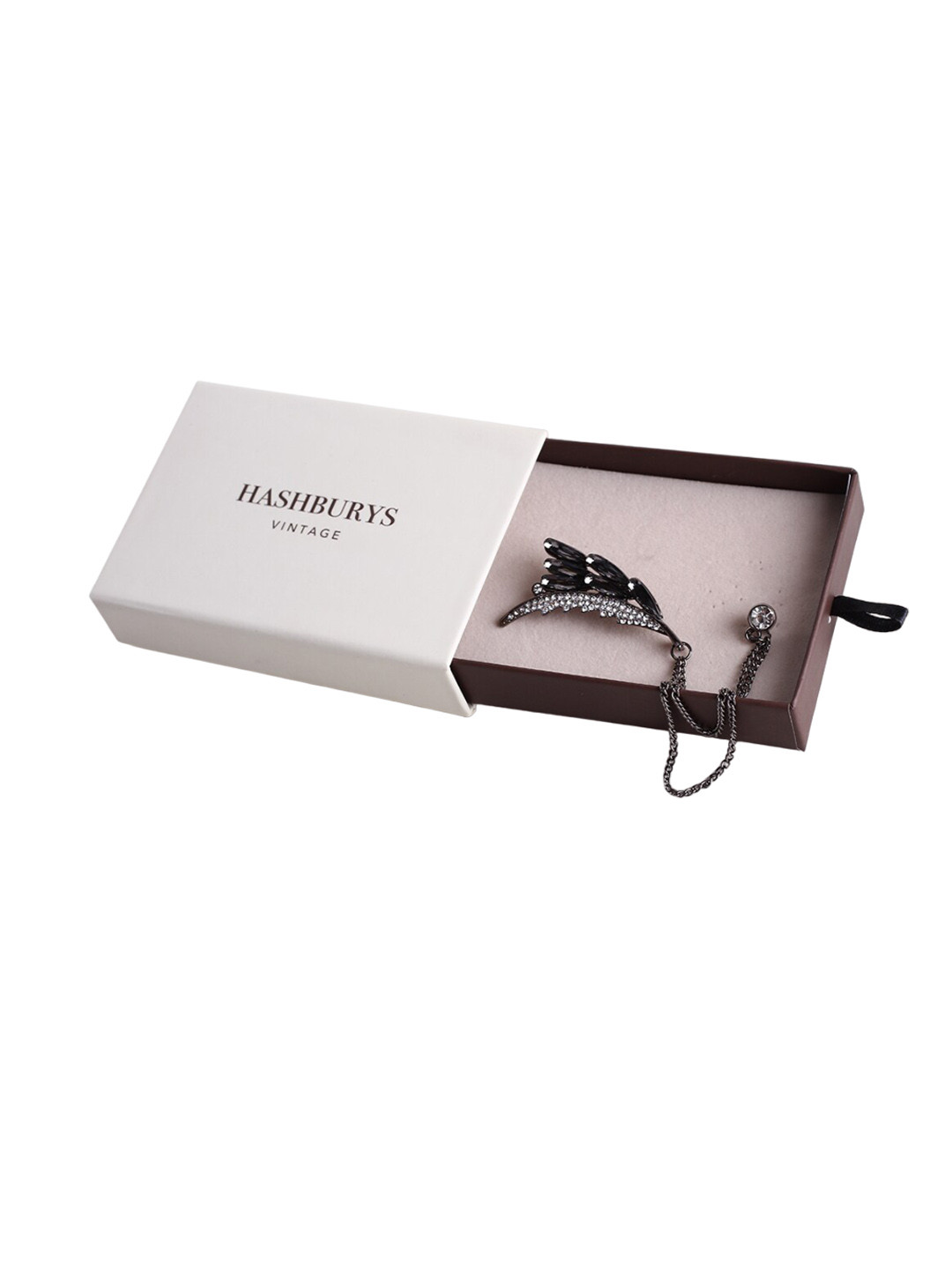 Hashburys Stone-Studded Chain Design Brooch