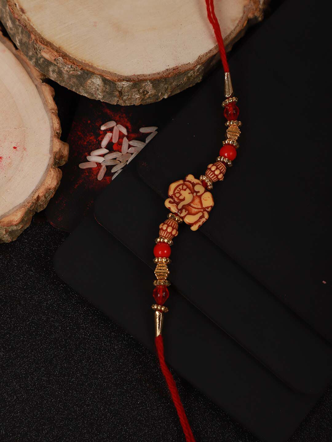 Anouk Unisex Ganesha Charm Rakhi With Roli Chawal & Greetings Card