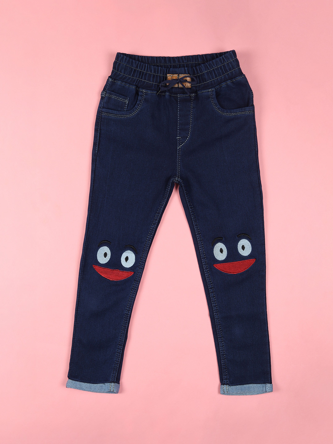 F2M Boys Slim Fit High-Rise Clean Look Embroidered Jeans