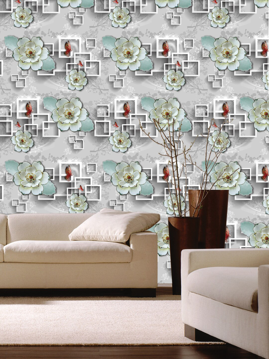 Jaamso Royals Grey Geometric Design Self Adhesive & Waterproof Wallpaper
