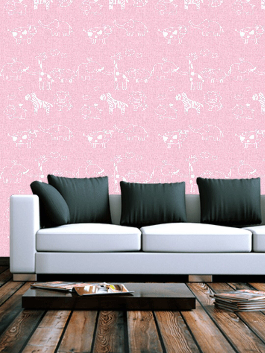 Jaamso Royals Pink & White 3D Design Self Adhesive & Waterproof Wallpaper