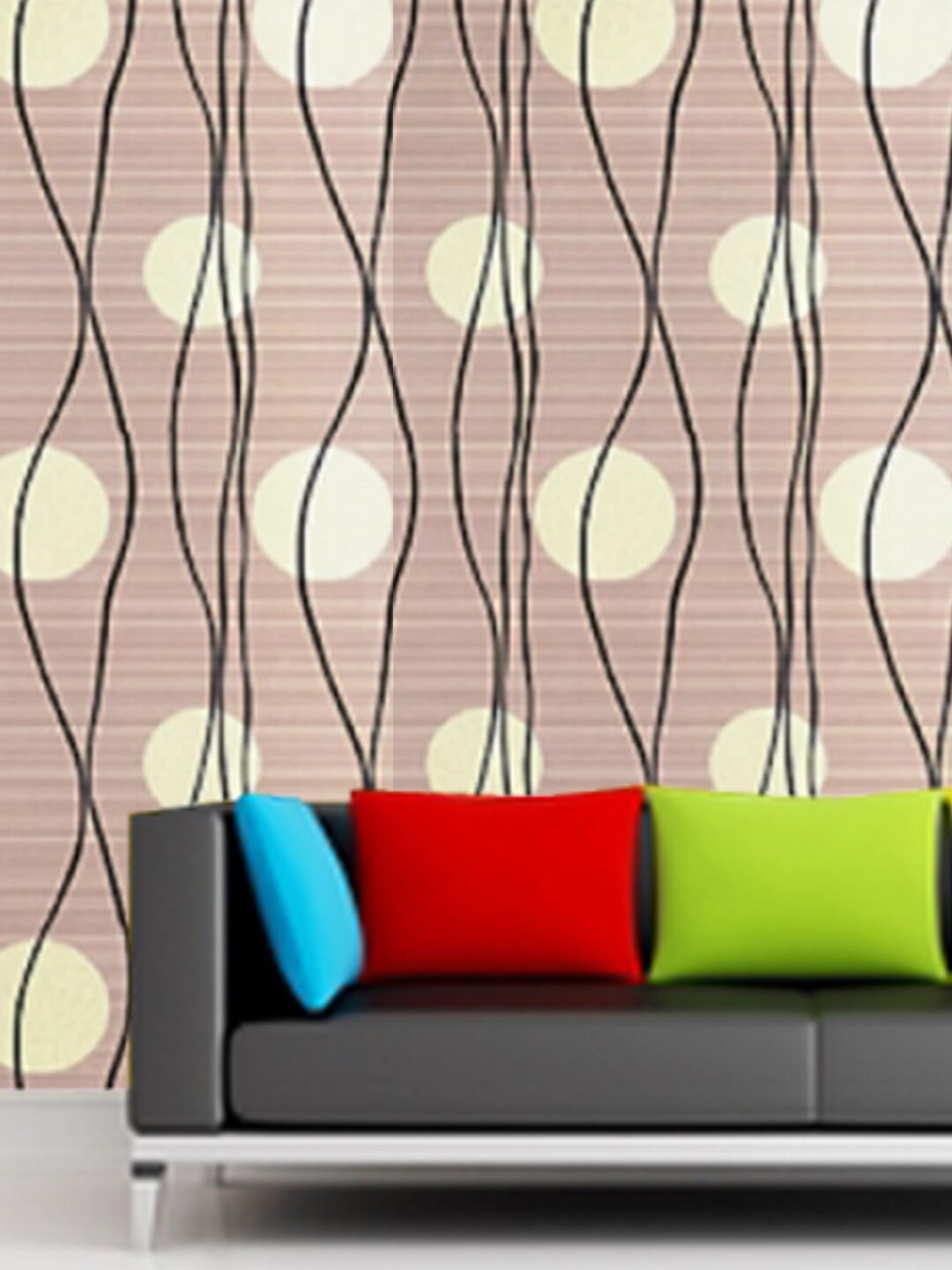 Jaamso Royals Brown & Black Art and Line Peel and Stick Self Adhesive Wallpaper