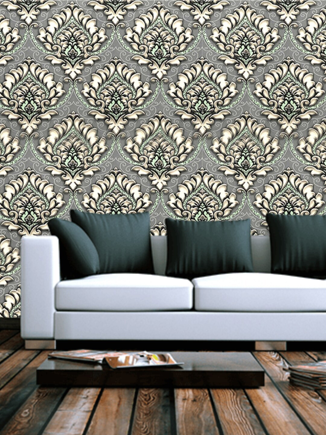 Jaamso Royals Grey Vintage Self Adhesive Decorative Wallpaper