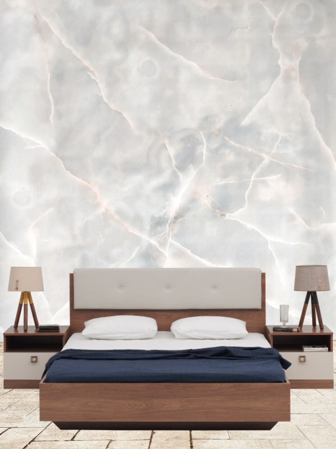 Jaamso Royals White Marble Design Self Adhesive & Waterproof Wallpaper