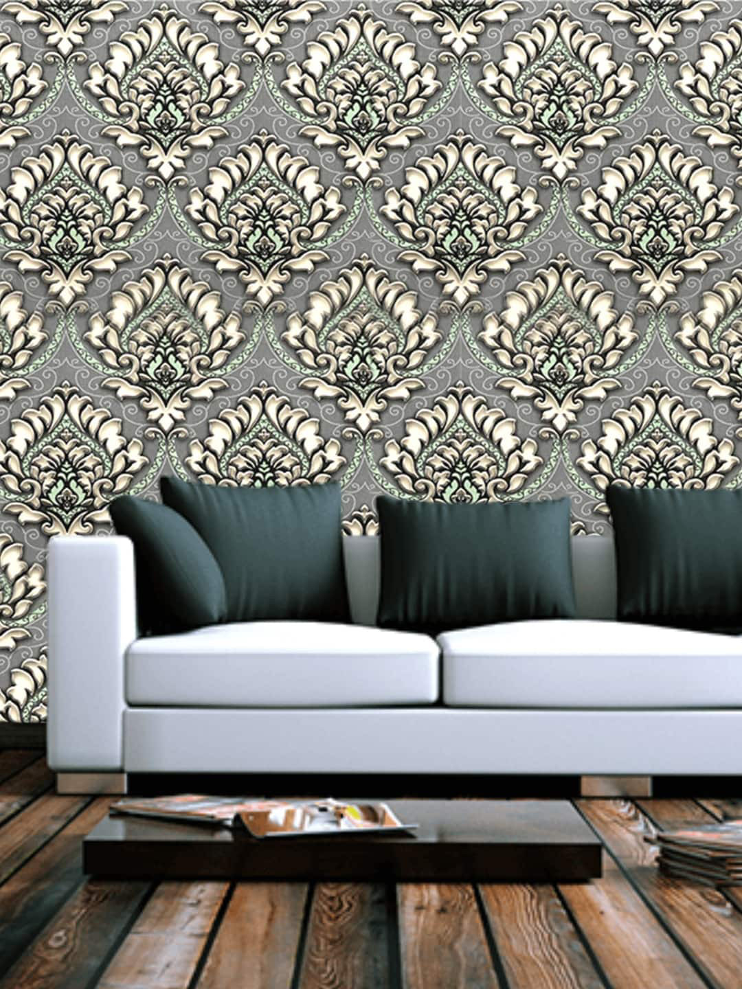 Jaamso Royals Grey Vintage Design Self Adhesive & Waterproof Wallpaper