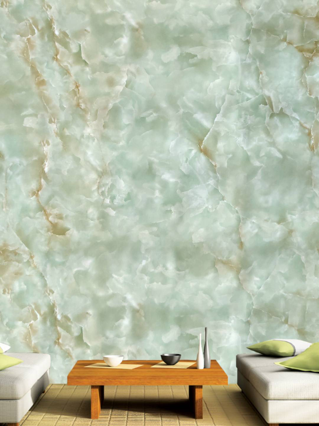 Jaamso Royals Green Marble Design self Adhesive Wallpaper