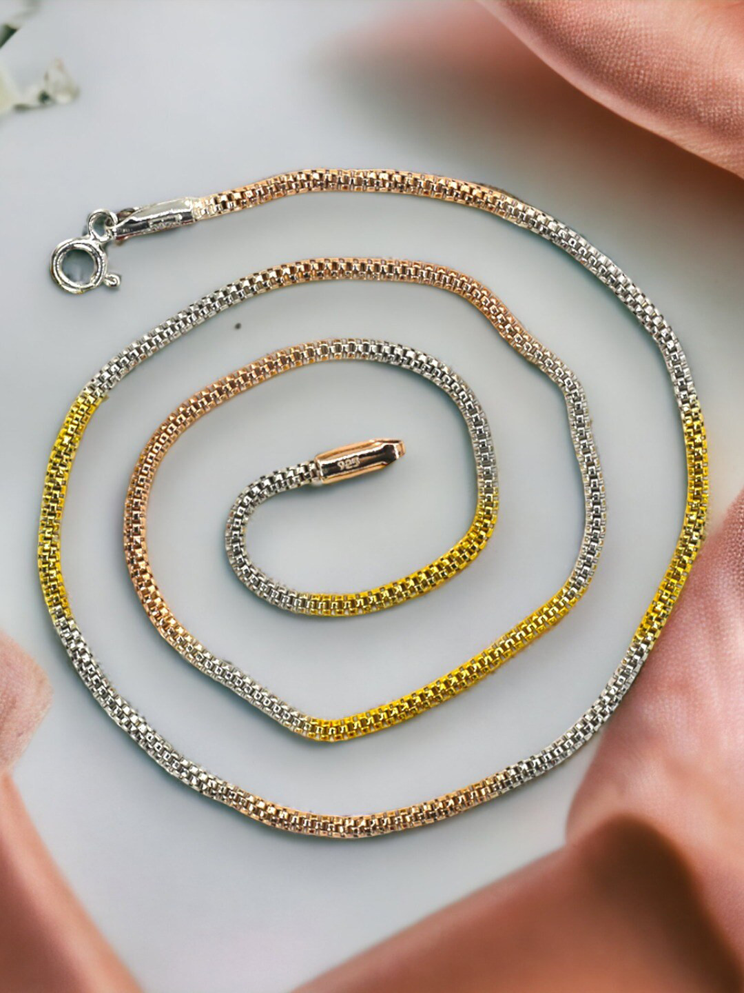 Taraash Men Sterling Silver Rose Gold-Plated Chain