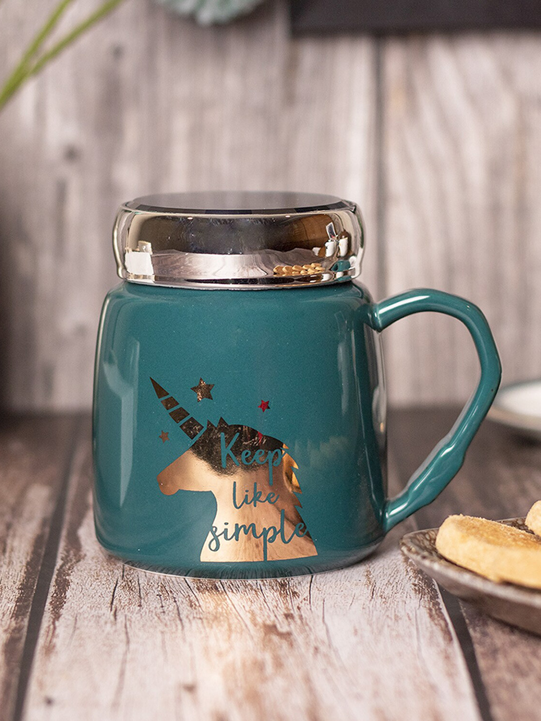 MARKET99 The Royal Crown Green Typography Ceramic Handmade Mug-420ml